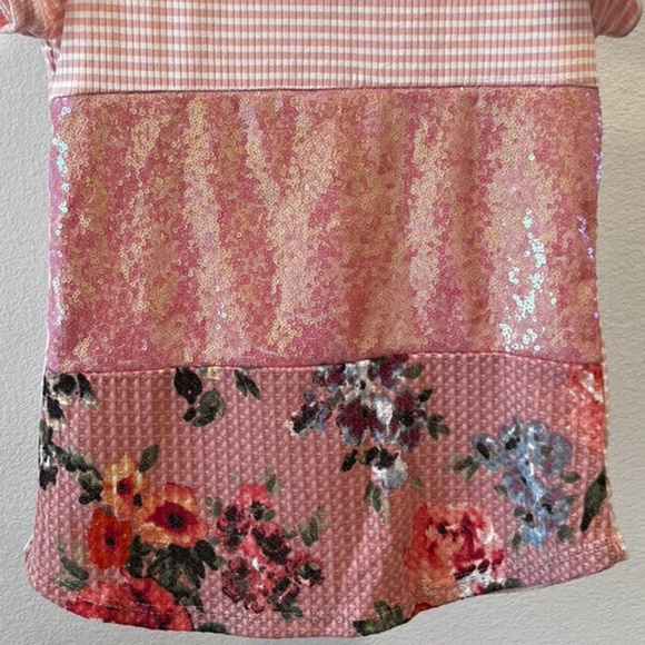 No Comment NY LA Big Girls' Sequin Striped/Floral Top Size M - Picture 2 of 6